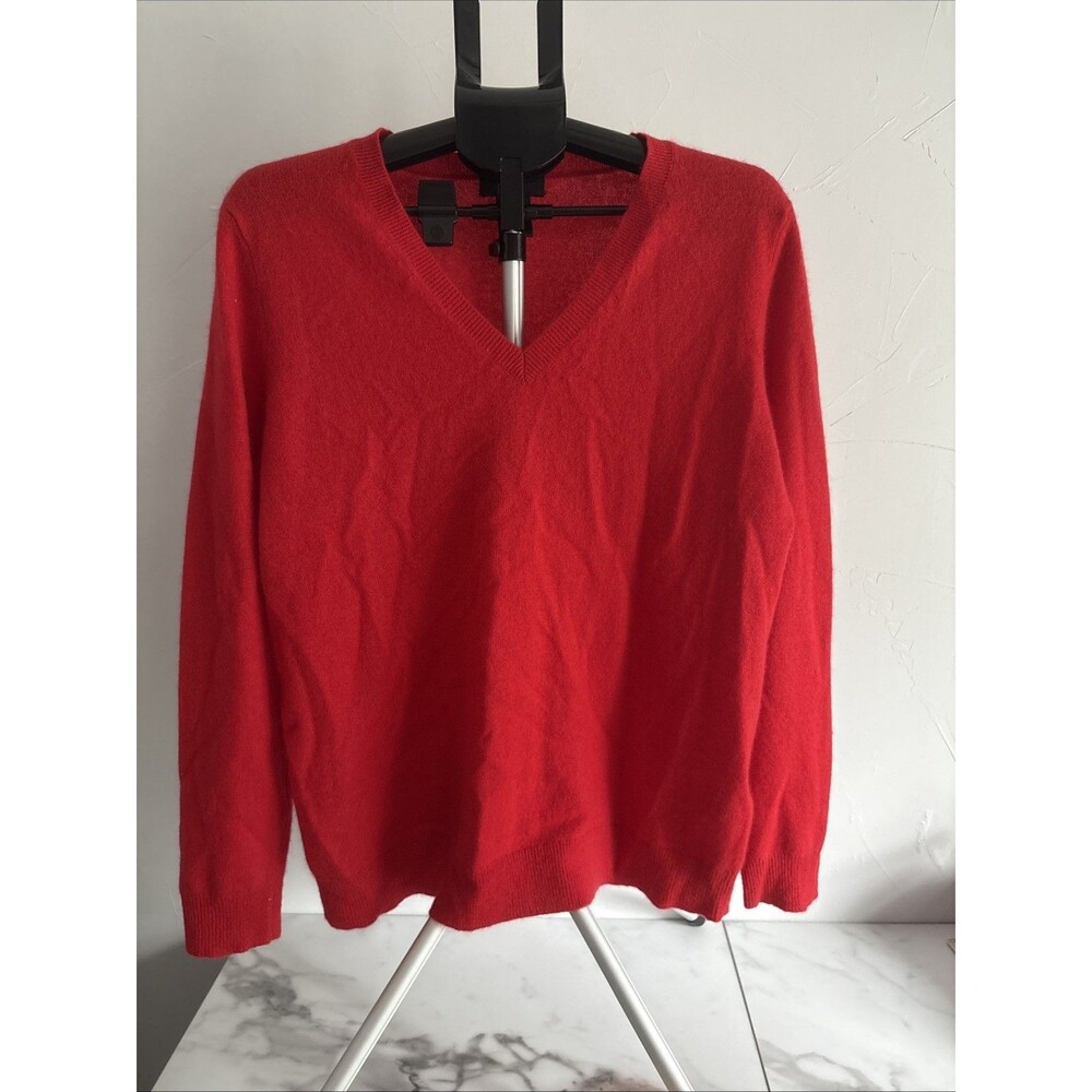 Lord & Taylor 100% Cashmere V-Neck Sweater Red Plus Size 1X Cozy Classic